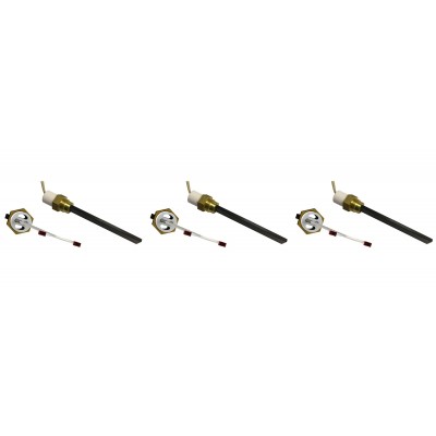 Zapaľovač / rezistor s čiernym kremenným kryštálom pre peletové kachle Eco Spar, BURNiT, Whitfield, Lennox, celková dĺžka 123 mm, 400 W - x3 - Diely pre peletové kachle
