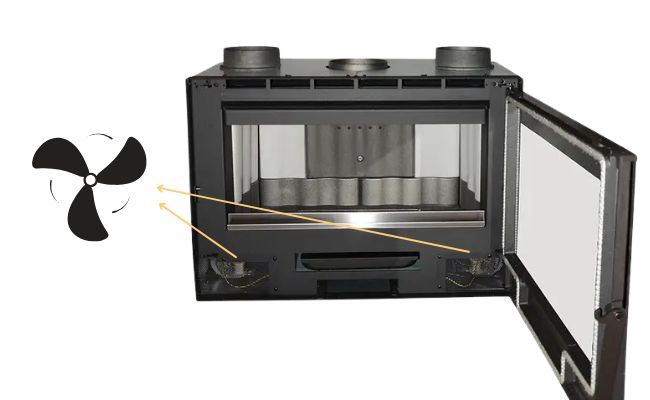 Vstavaný ventilátor v krbe
